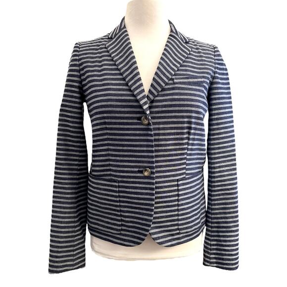GAP Classic Style Summer Career Casual Striped Blazer Jacket BLUE 4 Academia - Picture 1 of 6